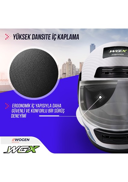 Fullface Kask Karbon Beyaz-Yeşil (Xl) indirimleri