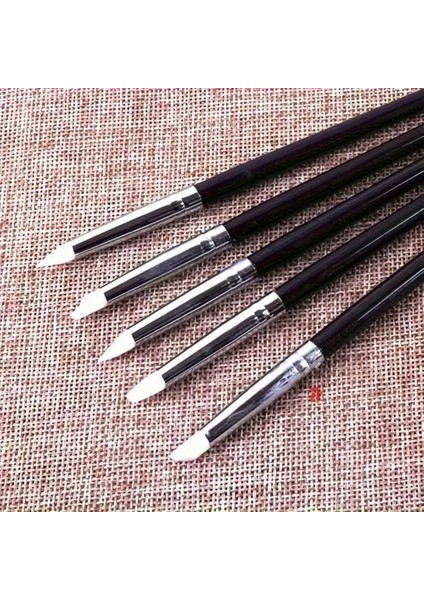 5 Adet Mini Detay Karıştırma Fırça Seti Ergonomik Kaymaz Tutuşlu Sanatçı, Makyaj ve Sulu Boya Için