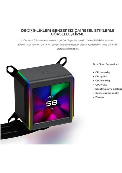 Lıan Lı Galahad Iı LCD Sl-Infınıty 360MM LGA1700/1851P/AM5 Soket Siyah Işlemci Sıvı Soğutucu G89.GA2ALCD36INB.00 fırsatları