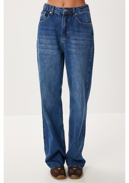Kesik Paça Soluk Efektli Jean P0292 LRI0023 Koyu Mavi modelleri