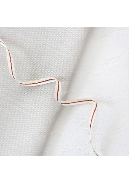 Kırmızı Simli Pamuk Şerit, 7 mm 5 Metre