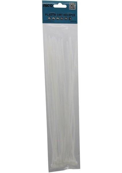 25PCS BEYAZ 3.6X300MM PLASTİK CIRT KELEPÇE (5264)