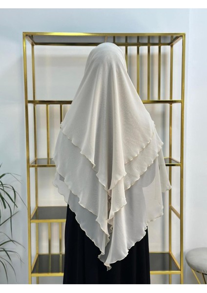 Tesettür Şifon Sufle,hazır Peçeli, Khımar ,hicap,bej