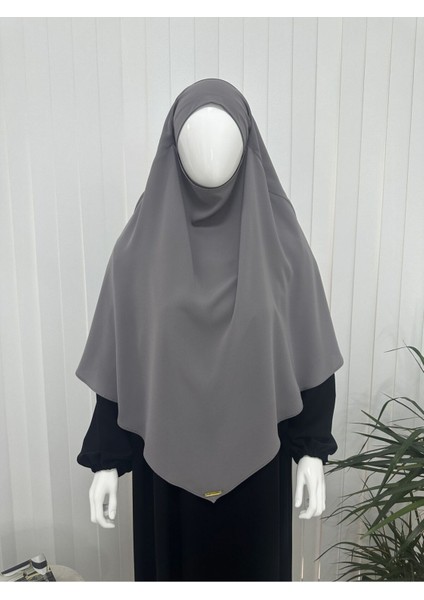 Iki Katlı Hazır Sufle Esarp Medine Ipegi Hac ve Umre Için Uygundur Gri