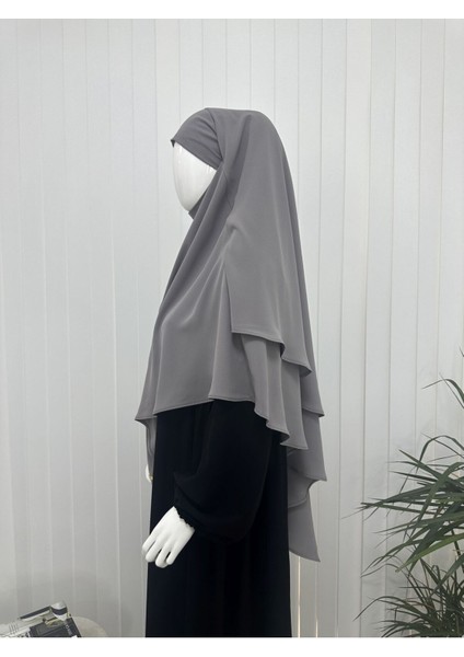 Iki Katlı Hazır Sufle Esarp Medine Ipegi Hac ve Umre Için Uygundur Gri fiyatları