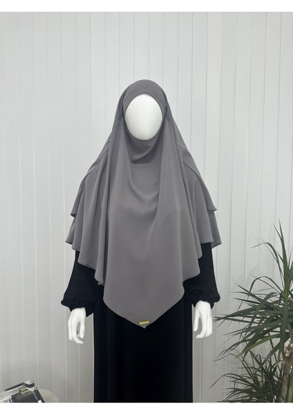 Iki Katlı Hazır Sufle Esarp Medine Ipegi Hac ve Umre Için Uygundur Gri indirimleri