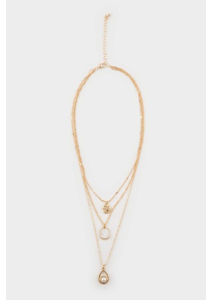 Kadın İnci Detaylı Gold Kolye F7707AXNS