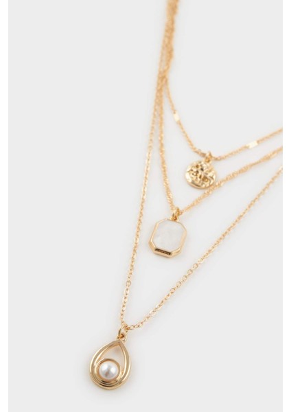 Kadın İnci Detaylı Gold Kolye F7707AXNS fiyatları