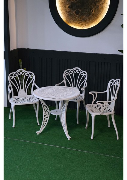 Istanbul Masa Takımı Ø75 cm Yuvarlak Masa + 3 Adet Istanbul Koltuk Ferforje Görünümlü Set fiyatları