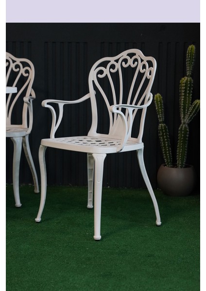 Istanbul Masa Takımı Ø75 cm Yuvarlak Masa + 3 Adet Istanbul Koltuk Ferforje Görünümlü Set