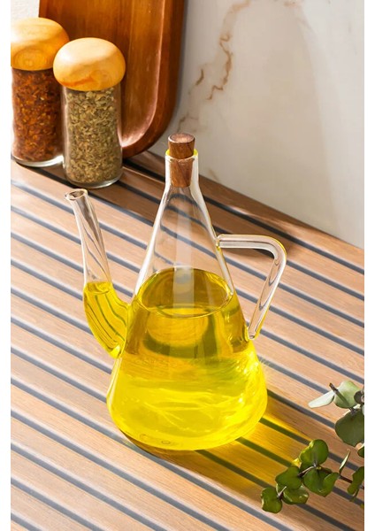 Çoş Pin Damlatmaz Borosilikat Cam Yağlık Seti 2'li (2X500 Ml) - Sızdırmaz Zeytinyağlık Sirkelik modelleri