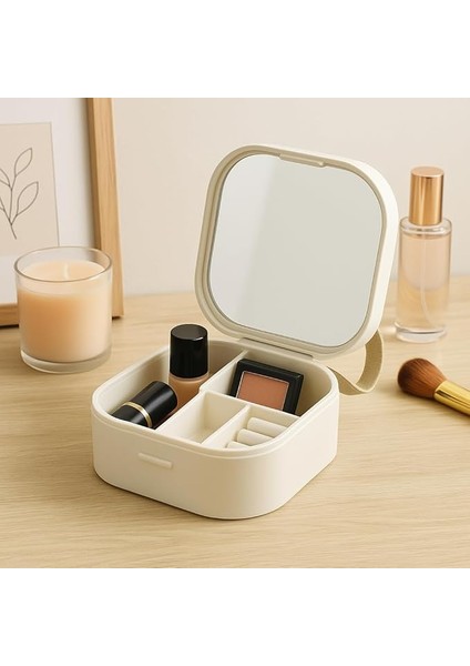 Taşınabilir Mini Takı ve Makyaj Kutusu – Aynalı, Çok Bölmeli, Kompakt Organizer fiyatları