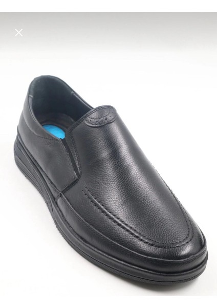 Erkek Hakiki Deri Ortapedik Ultra Rahat Jelli Siyah Günlük Baba Ayakkabısı