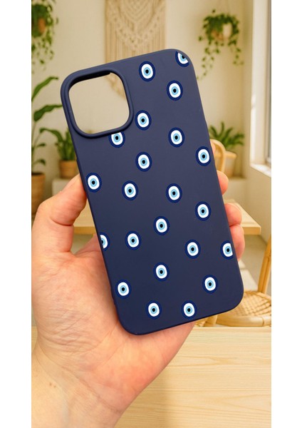iPhone 13/14 - Nazar Boncuk Desenli Silikon Darbe Emici Klasik Korumalı Rubber KILIF277