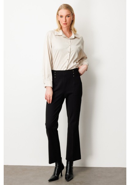 Boncuk Detaylı Ispanyol Paça Pantolon Ekol fırsatları