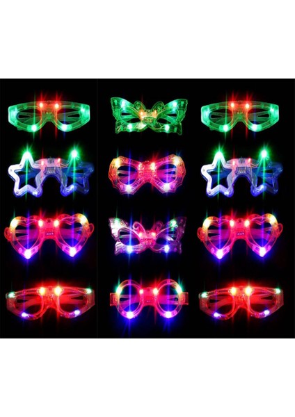 LED Işıklı Karışık 6 Model Yanar Söner Parti Gözlüğü 12 Adet (5067)