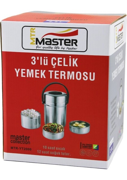 3lü Çelik Yemek Termosu Sefer Tası 2lt 10 Saat Sıcak - 12 Saat Soğuk Tutar (5067)