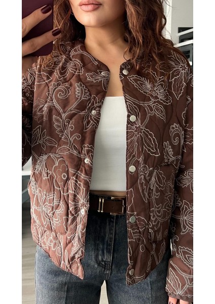 Kahve Desenli Astarlı Kapitone Ceket modelleri