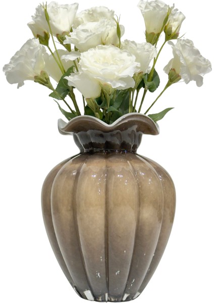 Kahve Boğumlu Cam Vazo Büyük