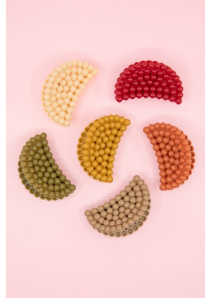 Kadın 6'lı Renkli Incili Mandal Toka Seti