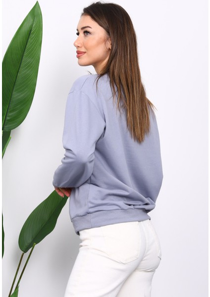 Gri Bisiklet Yaka İki İplik Sweatshirt fırsatları