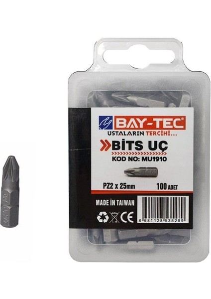 Kare Bits Uç Pozidriv Pz 2X25 MU1910-10 Adet