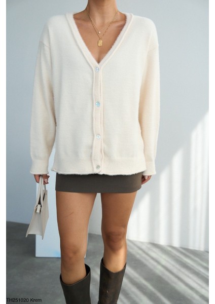 Kadın V Yaka Oversize Yumaşak Rahat Kalıp Kazak modelleri