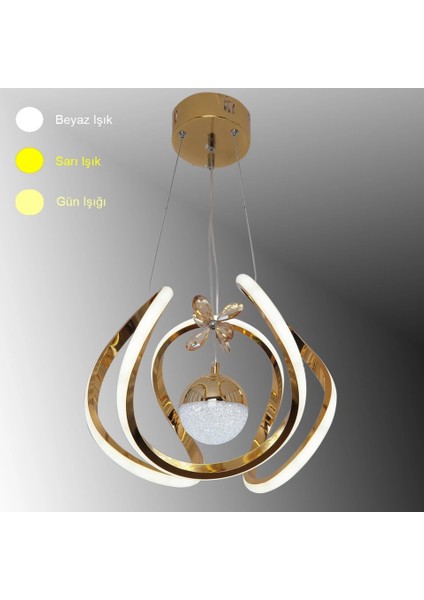 Kavis Modeli Sarı Kaplama Tek Toplu 3 Renk Modüllü Ledli Avize fırsatları