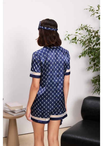 Saten Biyeli Kadın Pijama Takımı - 1325 Lacivert modelleri