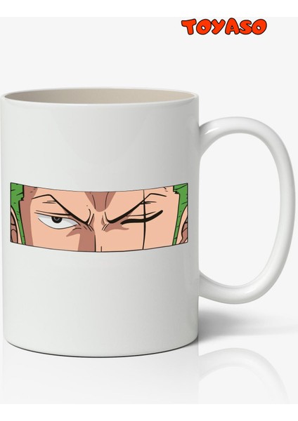 One Piece Roronoa Zoro Anime Temalı Beyaz Kupa Bardak Sevgiliye Arkadaşa Hediye