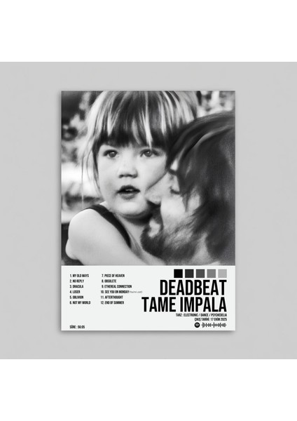 Tame Impala - Deadbeat Albüm Spotify Çerçeveli - Çerçevesiz Poster Tablo