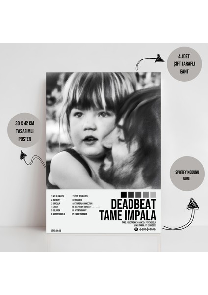 Tame Impala - Deadbeat Albüm Spotify Çerçeveli - Çerçevesiz Poster Tablo fiyatları