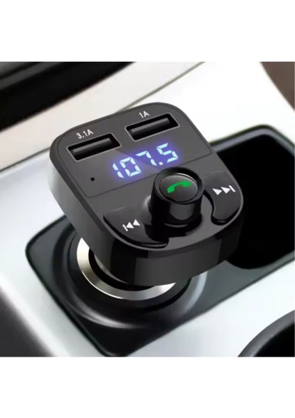 Bluetooth Fm Transmitter Araç Kiti X8 | 15W Hızlı Şarj, Oto Çakmaklık, USB Mp3 Çalar, Müzik ve Radyo