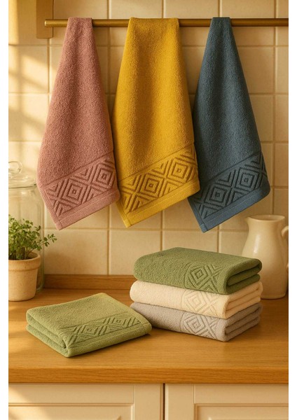 6 Parça Mutfak Havlusu Seti &AMP;#37;100 Pamuklu Baklava