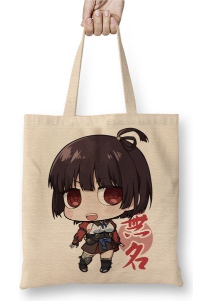 Mumei Koutetsujou No Kabaneri Beyaz Bez Çanta Uzun Saplı Alışveriş Çantası Plaj Çantası