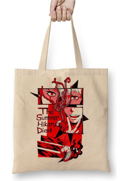 The Summer Hikaru Died Beyaz Bez Çanta Uzun Saplı Alışveriş Çantası Plaj Çantası