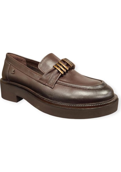 2411551K Kalın Taban Tokalı Loafer Deri Kadın Ayakkabı