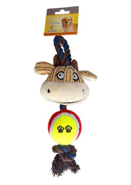 Tenis Toplu Inek Diş Ipli Köpek Oyuncağı 30 cm - Petshopundan