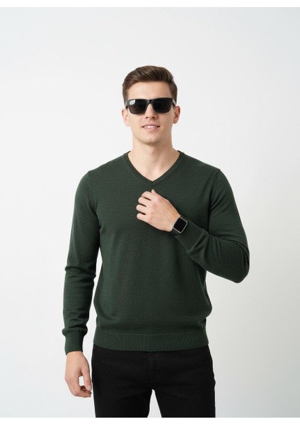 Erkek V Yaka Kaşmir Light Regular Fit Triko Kazak