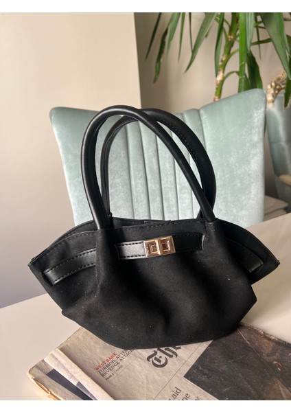 Violet Süet Mini Siyah Çanta