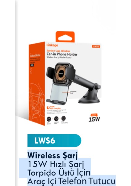 Wireless Şarj 15W Hızlı Şarj Torpido Üstü Için Araç Içi Telefon Tutucu