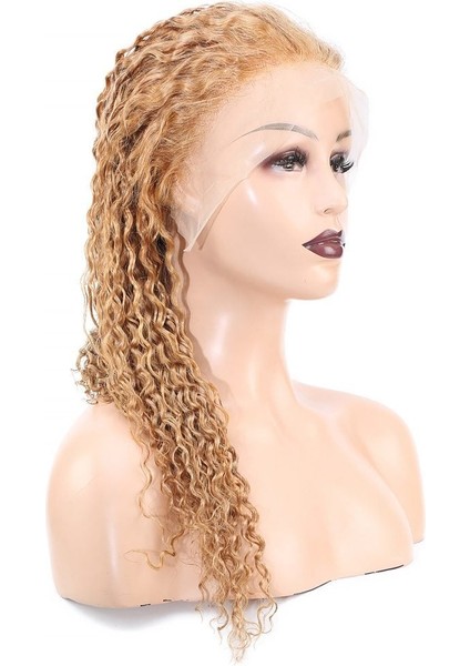 Afro Dalga Front Lace Gerçek Tül Peruk / Altın Karamel / 60/65CM modelleri