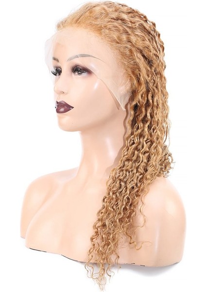Afro Dalga Front Lace Gerçek Tül Peruk / Altın Karamel / 60/65CM fırsatları