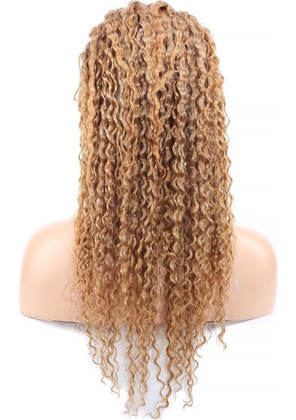Afro Dalga Front Lace Gerçek Tül Peruk / Altın Karamel / 60/65CM indirimleri