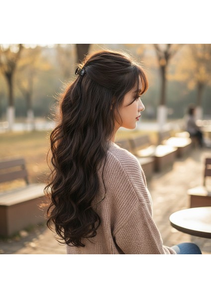 Fiber Sentetik Dalgalı 8 Parça Çıt Çıt / Açık Kahve