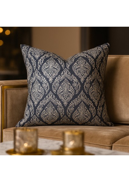 Klasik Desenli Gri Duck Kırlent Kılıfı – Lüks Dokulu, Fermuarlı fiyatları