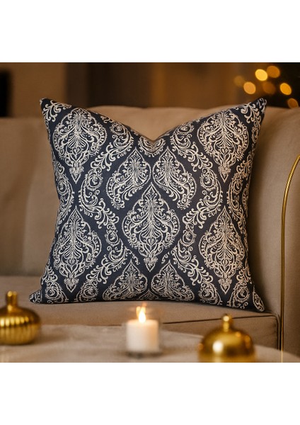 Klasik Desenli Gri Duck Kırlent Kılıfı – Lüks Dokulu, Fermuarlı modelleri