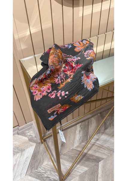 Ipekevi Desenli Tensel Eşarp Füme Fuşya