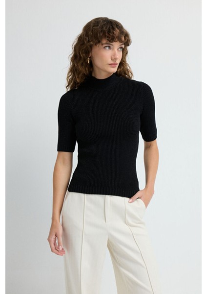 Fitilli Triko Bluz Siyah 11545626000
