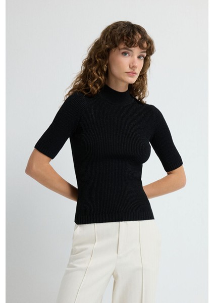 Fitilli Triko Bluz Siyah 11545626000 fırsatları
